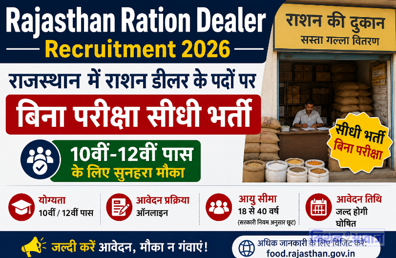 Rajasthan Ration Dealer Recruitment 2026: राजस्थान में राशन डीलर के पदों पर बिना परीक्षा सीधी भर्ती, 10वीं-12वीं पास के लिए सुनहरा मौका
