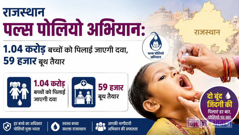 राजस्थान पल्स पोलियो अभियान: 1.04 करोड़ बच्चों को पिलाई जाएगी दवा, 59 हजार ...