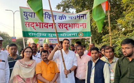 सांगानेर में कांग्रेस नेता पुष्पेंद्र भारद्वाज के नेतृत्व में निकाली सदभावना यात्रा