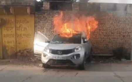 भरतपुर में भीषण हादसा: कार में जलकर डॉक्टर की मौत, आग से झुलसे शव को 25 मिनट बाद निकाला गया