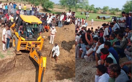 भरतपुर के रूपवास में चंबल पाइपलाइन के गड्ढे में ढाय गिरने से चार की मौत, 6 घायल