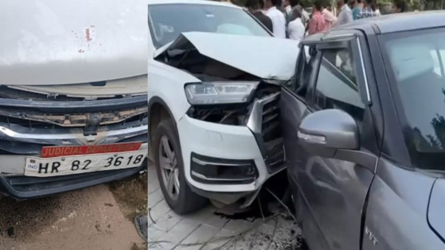 तेज रफ्तार ऑडी ने स्विफ्ट को मारी टक्कर, विधायक का बेटा बताकर की मारपीट