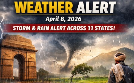 आज का मौसम 8 अप्रैल 2026: 11 राज्यों में तूफान और बारिश का अलर्ट, जानें आपके शहर का हाल