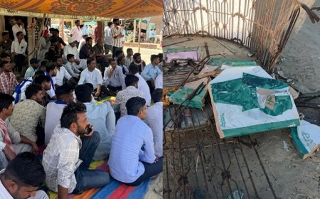 बाड़मेर अंबेडकर सर्किल विवाद: आडेल गांव में डॉ. भीमराव अंबेडकर की तस्वीर टूटने पर लोगों का प्रदर्शन