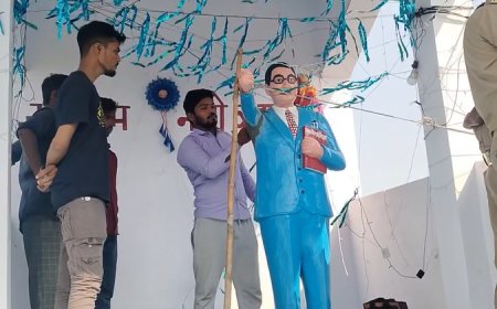 शाहजहाँपुर: कटैया गांव में डॉ. आंबेडकर की प्रतिमा क्षतिग्रस्त, तनाव के बीच गांव में भारी पुलिस बल और CCTV तैनात