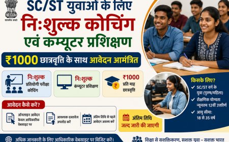 SC/ST युवाओं के लिए निःशुल्क कोचिंग एवं कंप्यूटर प्रशिक्षण: ₹1000 छात्रवृत्ति के साथ आवेदन आमंत्रित