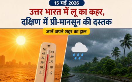 आज का मौसम (15 मई 2026): उत्तर भारत में लू का कहर, दक्षिण में प्री-मानसून की दस्तक; जानें अपने शहर का हाल