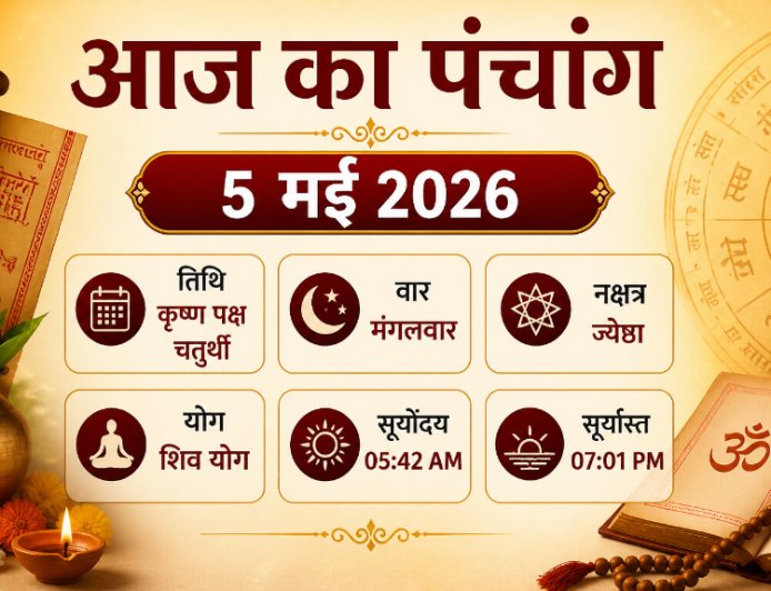 आज का पंचांग: 5 मई 2026 — आज है बेहद शुभ 'अंगारक संकष्टी चतुर्थी'; जानें पूजा का समय, शुभ मुहूर्त और धार्मिक महत्व