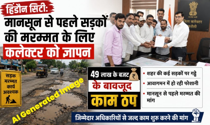 हिंडौन सिटी: मानसून से पहले सड़कों की मरम्मत के लिए कलेक्टर को ज्ञापन; 49 लाख के बजट के बावजूद काम ठप